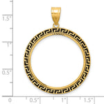 Load image into Gallery viewer, 14K Yellow Gold Diamond Cut And Black Enamel Greek Key 1/2 oz American Eagle Panda US $10 Dollar Liberty Indian Coin Bezel Holder Pendant Charm Prong Fits 27 mm Coins
