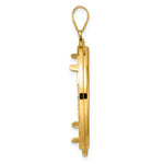 Load image into Gallery viewer, 14K Yellow Gold Diamond Cut And Black Enamel Greek Key 1 oz American Eagle Cat Krugerrand Coin Bezel Holder Pendant Charm Prong Fits 32.7 mm Coins
