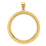 Load image into Gallery viewer, 14K Yellow Gold Diamond Cut And Black Enamel Greek Key 1 oz American Eagle Cat Krugerrand Coin Bezel Holder Pendant Charm Prong Fits 32.7 mm Coins
