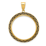 Load image into Gallery viewer, 14K Yellow Gold And Black Enamel Greek Key 1/2 oz American Eagle Panda US $10 Dollar Liberty Indian Coin Bezel Holder Pendant Charm Prong Fits 27 mm Coins
