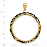 Load image into Gallery viewer, 14K Yellow Gold And Black Enamel Greek Key Old US Series 1 oz Panda Australian Nugget Kangaroo Koala Coin Bezel Holder Pendant Charm Prong Fits 32 mm Coins
