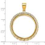 Load image into Gallery viewer, 14K Yellow Gold Diamond Cut Greek Key 1/2 oz American Eagle Panda US $10 Dollar Liberty Indian Coin Bezel Holder Pendant Charm Prong Fits 27 mm Coins
