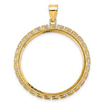 Load image into Gallery viewer, 14K Yellow Gold Diamond Cut Greek Key 1 oz American Eagle Cat Krugerrand Coin Bezel Holder Pendant Charm Prong Fits 32.7 mm Coins
