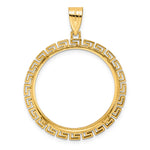 Load image into Gallery viewer, 14K Yellow Gold Textured Greek Key 1/2 oz American Eagle Panda US $10 Dollar Liberty Indian Coin Bezel Holder Pendant Charm Prong Fits 27 mm Coins
