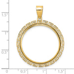 Load image into Gallery viewer, 14K Yellow Gold Textured Greek Key 1/2 oz American Eagle Panda US $10 Dollar Liberty Indian Coin Bezel Holder Pendant Charm Prong Fits 27 mm Coins
