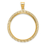 Load image into Gallery viewer, 14K Yellow Gold Textured Greek Key 1 oz American Eagle Cat Krugerrand Coin Bezel Holder Pendant Charm Prong Fits 32.7 mm Coins
