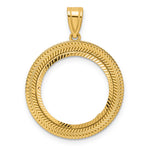 Lade das Bild in den Galerie-Viewer, 14K Yellow Gold Diamond Cut Layered US Dime 1/10 oz Panda Cat Coin Bezel Holder Pendant Prong Fits 18 mm Coins
