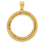 Lade das Bild in den Galerie-Viewer, 14K Yellow Gold Diamond Cut Layered 1/4 oz American Eagle Panda 2 Rand US $5 Jamestown Coin Bezel Holder Pendant Prong Fits 22 mm Coins
