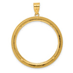 Afbeelding in Gallery-weergave laden, 14K Yellow Gold Diamond Cut Layered 1 oz American Eagle Cat Krugerrand Coin Bezel Holder Pendant Prong Fits 32.7 mm Coins
