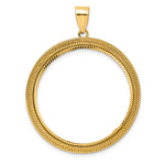 Afbeelding in Gallery-weergave laden, 14K Yellow Gold Diamond Cut Layered 1 oz American Eagle Cat Krugerrand Coin Bezel Holder Pendant Prong Fits 32.7 mm Coins
