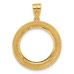 Load image into Gallery viewer, 14K Yellow Gold Textured Layered 1/10 oz American Eagle Krugerrand Coin Bezel Holder Pendant Prong Fits 16.5 mm Coins
