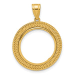 Load image into Gallery viewer, 14K Yellow Gold Textured Layered 1/10 oz American Eagle Krugerrand Coin Bezel Holder Pendant Prong Fits 16.5 mm Coins
