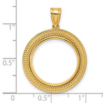 Indlæs billede til gallerivisning 14K Yellow Gold Textured Layered US Dime 1/10 oz Panda Cat Coin Bezel Holder Pendant Prong Fits 18 mm Coins
