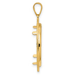 Afbeelding in Gallery-weergave laden, 14K Yellow Gold Textured Layered 1/4 oz American Eagle Panda 2 Rand US $5 Jamestown Coin Bezel Holder Pendant Prong Fits 22 mm Coins
