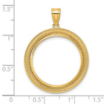 Afbeelding in Gallery-weergave laden, 14K Yellow Gold Textured Layered 1/4 oz American Eagle Panda 2 Rand US $5 Jamestown Coin Bezel Holder Pendant Prong Fits 22 mm Coins
