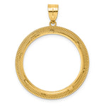 Załaduj obraz do przeglądarki galerii, 14K Yellow Gold Textured Layered 1/2 oz American Eagle Panda US $10 Dollar Liberty Indian Coin Bezel Holder Pendant Prong Fits 27 mm Coins
