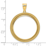 Załaduj obraz do przeglądarki galerii, 14K Yellow Gold Textured Layered 1/2 oz American Eagle Panda US $10 Dollar Liberty Indian Coin Bezel Holder Pendant Prong Fits 27 mm Coins
