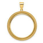 Załaduj obraz do przeglądarki galerii, 14K Yellow Gold Textured Layered 1/2 oz American Eagle Panda US $10 Dollar Liberty Indian Coin Bezel Holder Pendant Prong Fits 27 mm Coins
