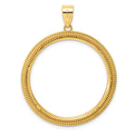 Load image into Gallery viewer, 14K Yellow Gold Textured Layered 1 oz American Eagle Cat Krugerrand Coin Bezel Holder Pendant Prong Fits 32.7 mm Coins
