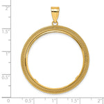 Load image into Gallery viewer, 14K Yellow Gold Textured Layered 1 oz American Eagle Cat Krugerrand Coin Bezel Holder Pendant Prong Fits 32.7 mm Coins

