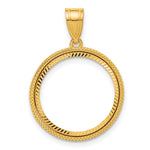 Lade das Bild in den Galerie-Viewer, 14K Yellow Gold Diamond Cut Popcorn 1/10 oz American Eagle Krugerrand Coin Bezel Holder Pendant Prong Fits 16.5 mm Coins
