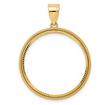 Lataa kuva Galleria-katseluun, 14K Yellow Gold Diamond Cut Popcorn 1/2 oz American Eagle Panda US $10 Dollar Liberty Indian Coin Bezel Holder Pendant Prong Fits 27 mm Coins
