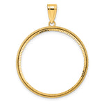 Загрузить изображение в средство просмотра галереи, 14K Yellow Gold Diamond Cut Popcorn 1 oz American Eagle Cat Krugerrand Coin Bezel Holder Pendant Prong Fits 32.7 mm Coins
