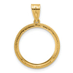 Kép betöltése a galériamegjelenítőbe: 14K Yellow Gold Beaded 1/10 oz American Eagle Krugerrand Coin Bezel Holder Pendant Prong Fits 16.5 mm Coins
