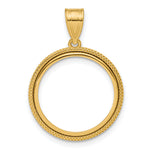 Kép betöltése a galériamegjelenítőbe: 14K Yellow Gold Beaded 1/10 oz American Eagle Krugerrand Coin Bezel Holder Pendant Prong Fits 16.5 mm Coins
