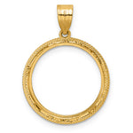 Cargar imagen en el visor de la galería, 14K Yellow Gold Beaded US Dime 1/10 oz Panda Cat Coin Bezel Holder Pendant Prong Fits 18 mm Coins
