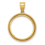 Cargar imagen en el visor de la galería, 14K Yellow Gold Beaded US Dime 1/10 oz Panda Cat Coin Bezel Holder Pendant Prong Fits 18 mm Coins
