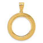 Charger l'image dans la galerie, 14K Yellow Gold Diamond Cut Scalloped 1/10 oz American Eagle Krugerrand Coin Bezel Holder Pendant Prong Fits 16.5 mm Coins
