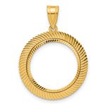 Charger l'image dans la galerie, 14K Yellow Gold Diamond Cut Scalloped 1/10 oz American Eagle Krugerrand Coin Bezel Holder Pendant Prong Fits 16.5 mm Coins
