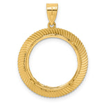 Lade das Bild in den Galerie-Viewer, 14K Yellow Gold Diamond Cut Scalloped US Dime 1/10 oz Panda Cat Coin Bezel Holder Pendant Prong Fits 18 mm Coins
