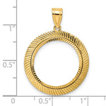 Lade das Bild in den Galerie-Viewer, 14K Yellow Gold Diamond Cut Scalloped US Dime 1/10 oz Panda Cat Coin Bezel Holder Pendant Prong Fits 18 mm Coins

