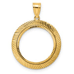Lade das Bild in den Galerie-Viewer, 14K Yellow Gold Diamond Cut Scalloped US Dime 1/10 oz Panda Cat Coin Bezel Holder Pendant Prong Fits 18 mm Coins
