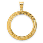 Lade das Bild in den Galerie-Viewer, 14K Yellow Gold Diamond Cut Scalloped 1/4 oz American Eagle Panda 2 Rand US $5 Jamestown Coin Bezel Holder Pendant Prong Fits 22 mm Coins
