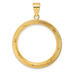 Kép betöltése a galériamegjelenítőbe: 14K Yellow Gold Diamond Cut Scalloped 1/2 oz American Eagle Panda US $10 Dollar Liberty Indian Coin Bezel Holder Pendant Prong Fits 27 mm Coins
