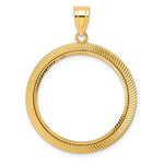 Kép betöltése a galériamegjelenítőbe: 14K Yellow Gold Diamond Cut Scalloped 1/2 oz American Eagle Panda US $10 Dollar Liberty Indian Coin Bezel Holder Pendant Prong Fits 27 mm Coins
