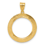 Load image into Gallery viewer, 14K Yellow Gold Textured Scalloped 1/10 oz American Eagle Krugerrand Coin Bezel Holder Pendant Prong Fits 16.5 mm Coins
