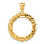 Load image into Gallery viewer, 14K Yellow Gold Textured Scalloped 1/10 oz American Eagle Krugerrand Coin Bezel Holder Pendant Prong Fits 16.5 mm Coins
