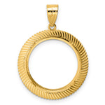 將圖片載入圖庫檢視器 14K Yellow Gold Textured Scalloped US Dime 1/10 oz Panda Cat Coin Bezel Holder Pendant Prong Fits 18 mm Coins
