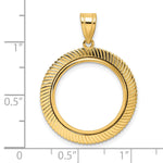 將圖片載入圖庫檢視器 14K Yellow Gold Textured Scalloped US Dime 1/10 oz Panda Cat Coin Bezel Holder Pendant Prong Fits 18 mm Coins
