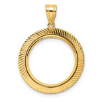 將圖片載入圖庫檢視器 14K Yellow Gold Textured Scalloped US Dime 1/10 oz Panda Cat Coin Bezel Holder Pendant Prong Fits 18 mm Coins
