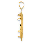 Indlæs billede til gallerivisning 14K Yellow Gold Textured Scalloped 1/4 oz American Eagle Panda 2 Rand US $5 Jamestown Coin Bezel Holder Pendant Prong Fits 22 mm Coins

