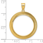 Indlæs billede til gallerivisning 14K Yellow Gold Textured Scalloped 1/4 oz American Eagle Panda 2 Rand US $5 Jamestown Coin Bezel Holder Pendant Prong Fits 22 mm Coins
