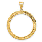 Kép betöltése a galériamegjelenítőbe: 14K Yellow Gold Textured Scalloped 1/2 oz American Eagle Panda US $10 Dollar Liberty Indian Coin Bezel Holder Pendant Prong Fits 27 mm Coins
