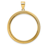 Load image into Gallery viewer, 14K Yellow Gold Textured Scalloped Old US Series 1 oz Panda Australian Nugget Kangaroo Koala Coin Bezel Holder Pendant Prong Fits 32 mm Coins
