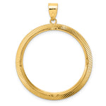 Lataa kuva Galleria-katseluun, 14K Yellow Gold Textured Scalloped 1 oz American Eagle Cat Krugerrand Coin Bezel Holder Pendant Prong Fits 32.7 mm Coins
