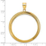 Lataa kuva Galleria-katseluun, 14K Yellow Gold Textured Scalloped 1 oz American Eagle Cat Krugerrand Coin Bezel Holder Pendant Prong Fits 32.7 mm Coins
